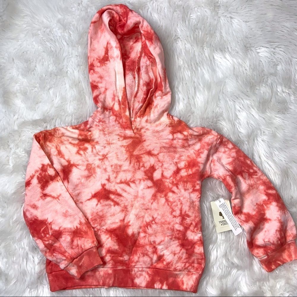 NWT Tucker + Tate Kids Red Bloom Tie Dye Hoodie Sweatshirt Size 2 !